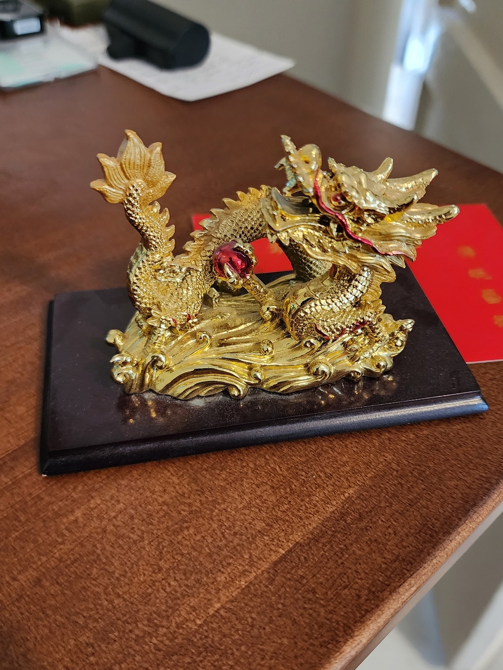 Gold Dragon Figurine Decorative Sculpture - Home Art